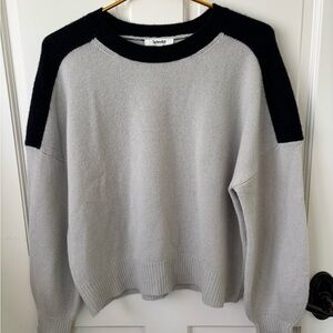 Splendid Gray and Navy 100% Cashmere Sweater